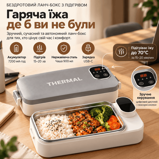 Акумуляторний портативний ланч-бокс з підігрівом