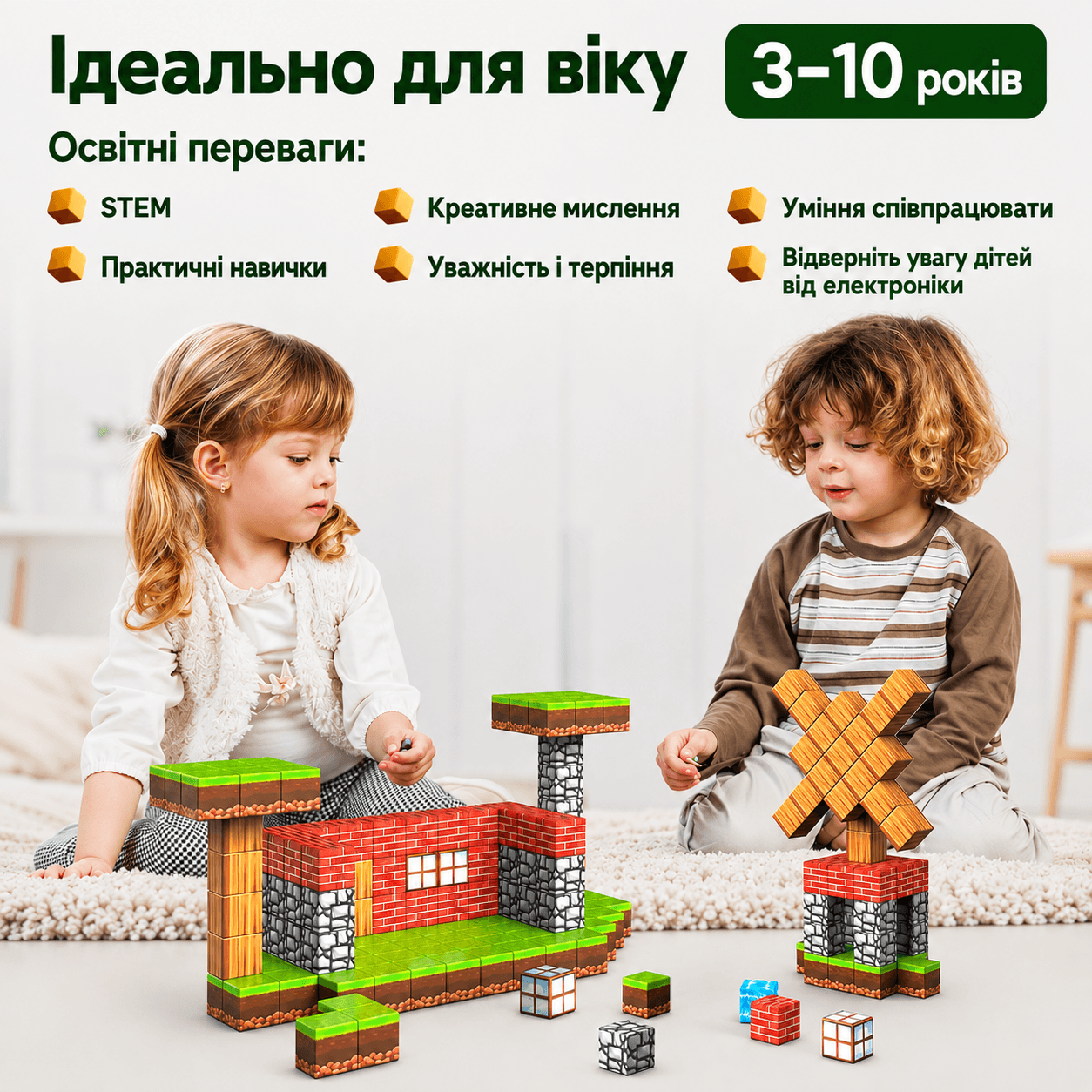 Магнітний конструктор Minecraft 100 деталей