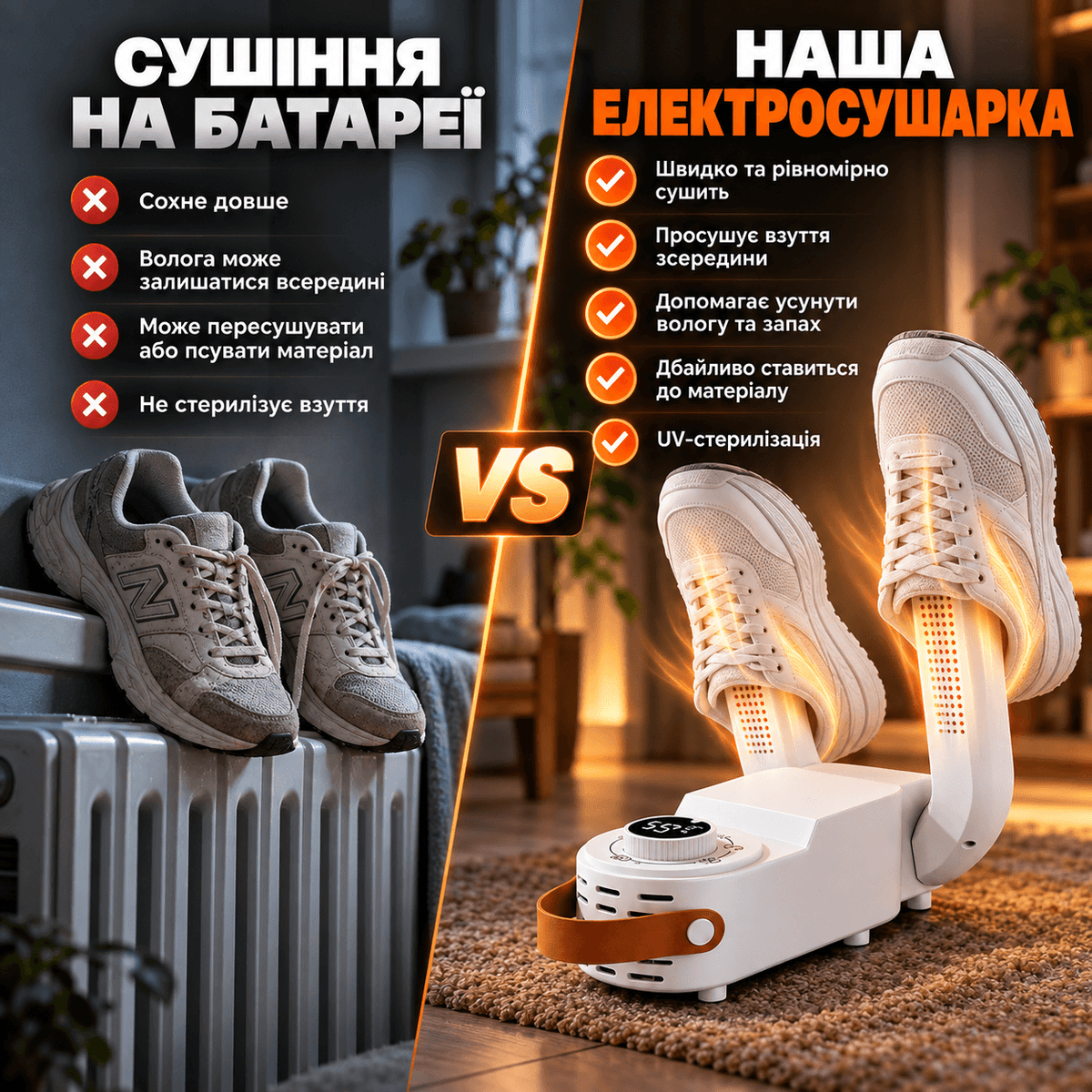 Електрична сушарка для взуття з УФ функцією