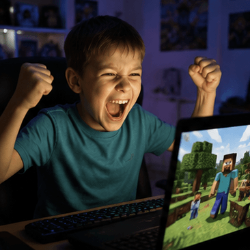 Дитина захоплюється світом Minecraft