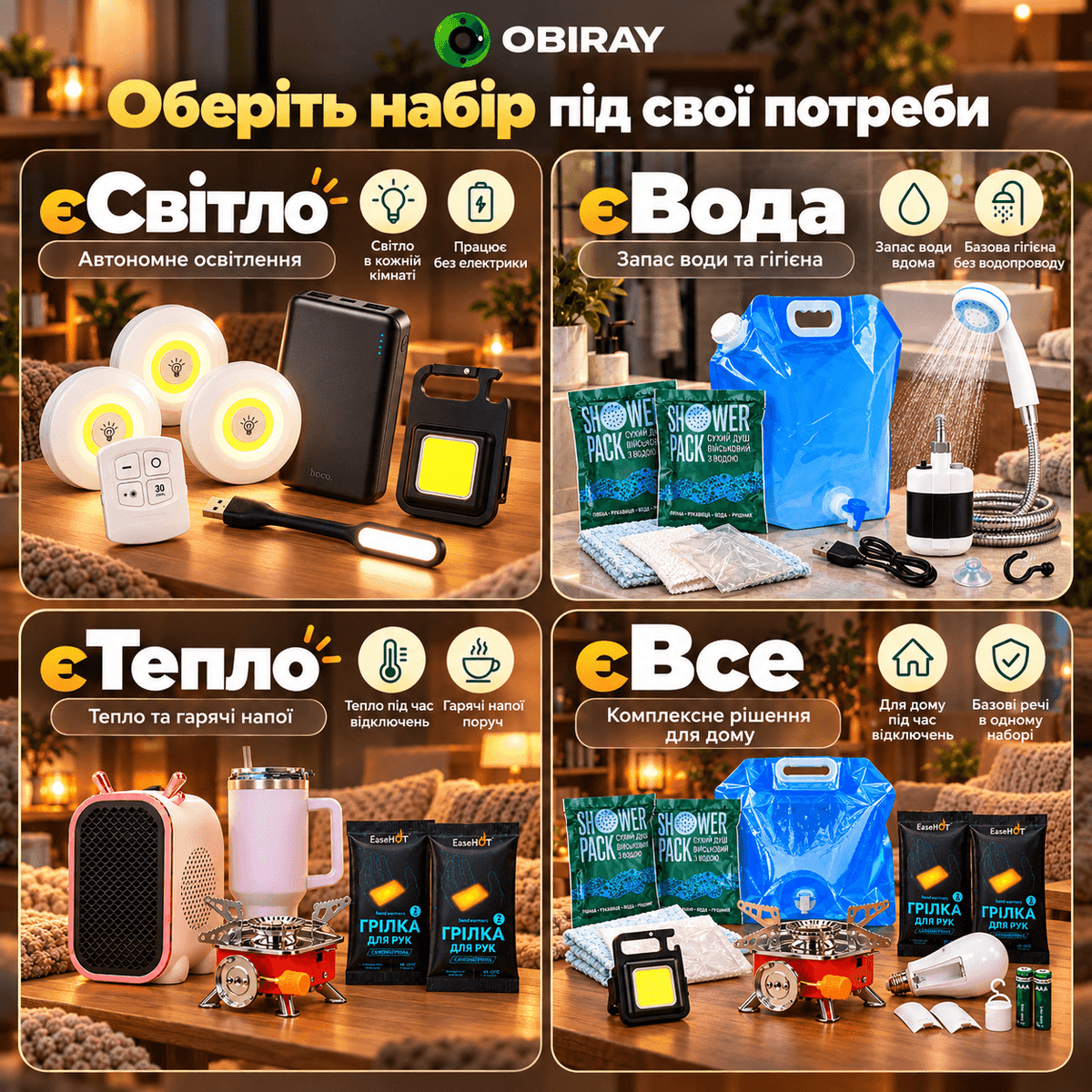 Готові набори на випадок відключень